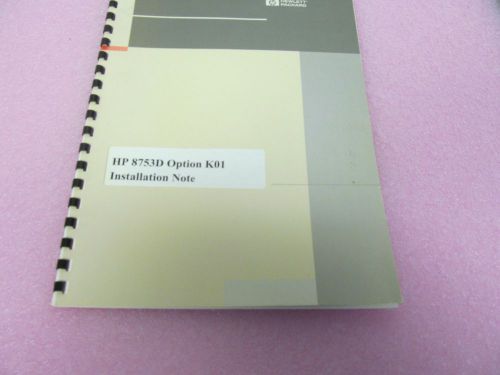 AGILENT HP 8753D OPTION K01 INSTALLATION NOTE BOOKLET