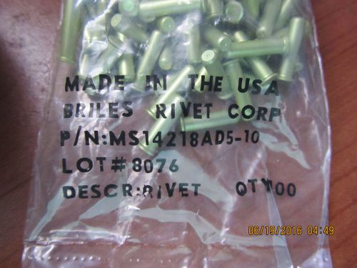 16,800 aircraft aluminum solid rivets NSN 5320-01-206-5086 MFR P/N MS14218AD5-10