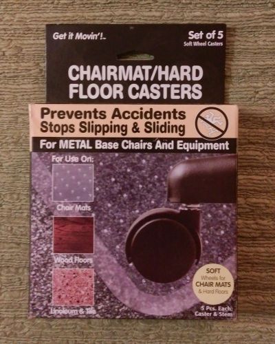 Set of 5 Mat/Hardwood/Tile Floor 2&#034; Soft Casters Wheels for Office Desk Chair