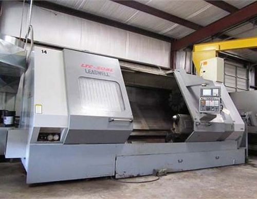 Leadwell cnc lathe cut dia 39&#034; 50 hp 4.9&#034; bar cap 18&#034; hyd chuck fanuc z=82&#034; more for sale