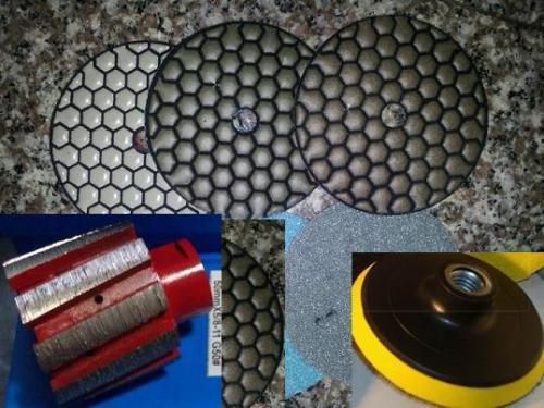2 x 1-3/4&#034; zero tolerance diamond drum polishing pads 5 inch dry 8 piece granite for sale