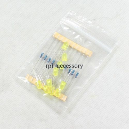 10 LED + 10 Resistor Experiment Kit for Raspberry Pi Arduino MCU Starter Yellow