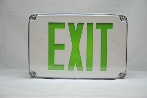 Orbit Wet Location LED Exit Sign GREEN Lettering White Housing Single Face