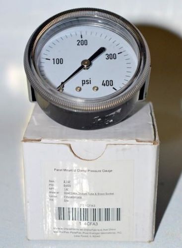 Panel Mount U Clamp Pressure Gauge, 2 1/2&#034;, PSI 0-400, NPT 1/4&#034;, Lense Polycarbo