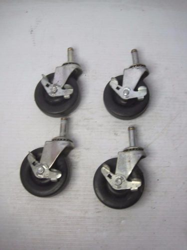 1578 Lot(4) Swivel Caster Wheels W/ Stop 3&#034; Good Condition FREE Ship Conti USA