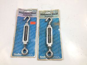 Lot of 2 Stainless Steel Turnbuckle ~ 1/4&#034; Screw ~ 5 1/2&#034; Minimum length