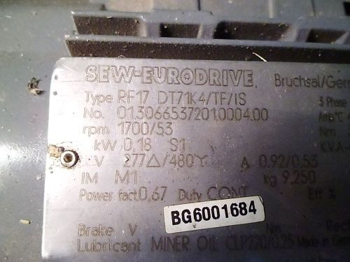 SEW-EURODRIVE RF17DT71K4/TF/1S MOTOR *NEW NO BOX*