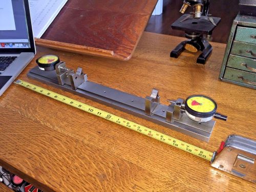 BENCH MICROMETER PRECISION GAGE FIXTURE 20&#034; X 2&#034; MITUTOYO INDICATORS V BLOCKS