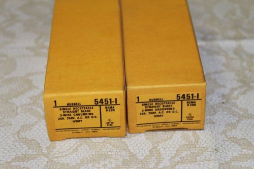 Lot (2) PCS~HUBBELL 20 Amp 250 Volt HBL5451I,6-20R Ivory RECEPTACLE~FREE SHIP