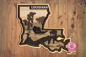 Louisiana American States SVG Laser cut files for Glowforge, Cricut, Multi-layer