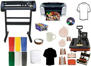 Auto Contour 28&#034; Vinyl Cutter Plotter 8in1 Combo Heat Press Printer Sublimation