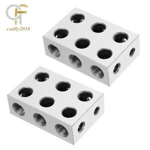 Matched Pair 1-2-3 123 Blocks With 11 Holes Precision 0.0002&#034; Hardned