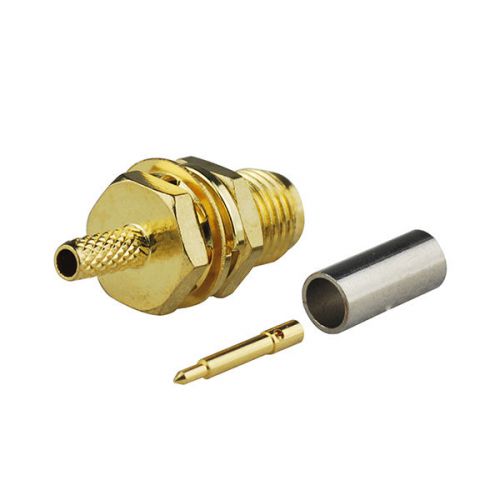 50pcs rp-sma jack female bulkhead crimp lmr100 rg316 rg174 cable rf connector for sale