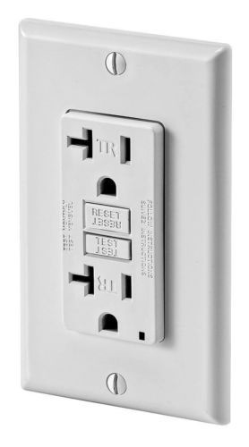 10 leviton 20 amp X7899-W White slim tamper resistant TR GFCI with plate