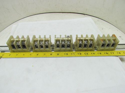 Terminal block strip 1/0 wire size 15-blocks 25&#034; long x 1-3/16&#034; (30mm) din rail for sale