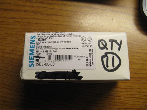 SIEMENS 3SB3 400-0D CONTACT BLOCK 2 N.O. (1 NEW FULL BOX OF 11 PCS)