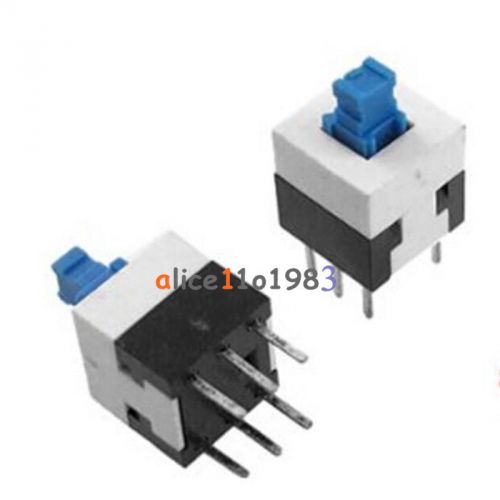 10PCS 8X8mm Cap Self-locking Type Square Blue Button Switch Control