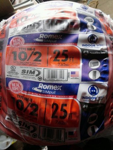 New Romex 10/2.Electrical Wire indoor.25 FT Feet Roll.Type NM-B SIM Technology