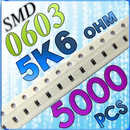 5000 5k6 ohm ohms smd 0603 chip resistors surface mount watts (+/-)5% for sale