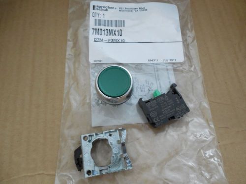 NEW SPRECHER &amp; SCHUH 7M013MX10 GREEN PUSHBUTTON WITH CONTACT BLOCK D7M-F3MX10