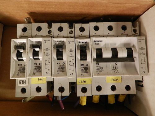 Lot 5 Siemens DIN Rail Circuit Breakers 5SX21 5SX23 Single &amp; Three Pole