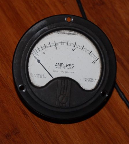 WESTINGHOUSE 0-15 AMP - 3-1/2&#034; ROUND PANEL METER