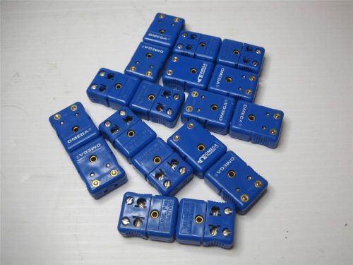 7906 Lot (9) Omega Type K Mini Thermocouple Connector Blue NASA Surplus