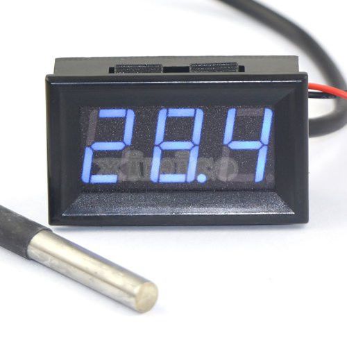 Cars Blue LED Digital Auto Inside Outside Temp Thermometer -55-125°C DC12V