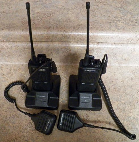 Two motorola radius p1225 uhf handhelds with ext mics for sale