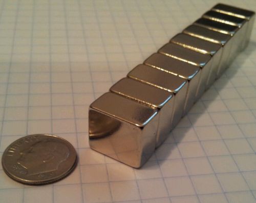 10 NEODYMIUM blocks. Super strong N50 rare earth magnets! 5/8&#034; x 1/2&#034; x 3/8&#034; !!