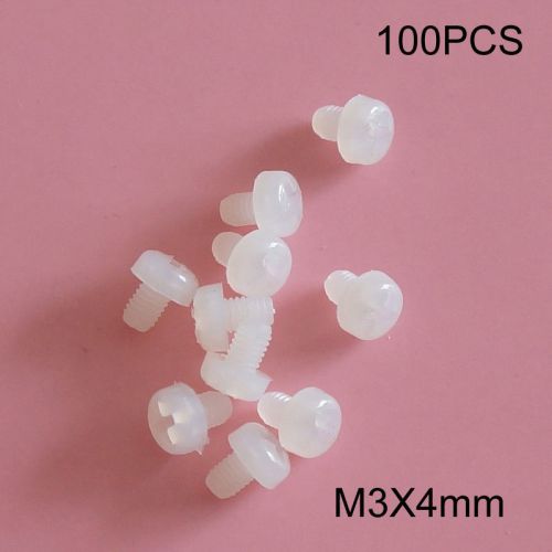 100PCS M3x4mm Natural Nylon Pan Head Screws