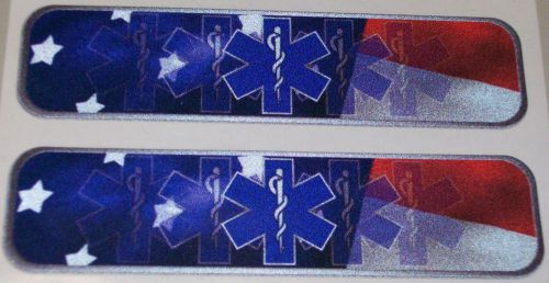 American Flag &amp; EMS Digital Decal, 1&#034; X 4&#034;, 6 Sets Of 2, NEW