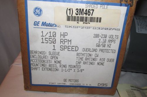 GE Motors 1/10 HP 5KSP29FG3202AS Motor Stock No. 2132 NIB