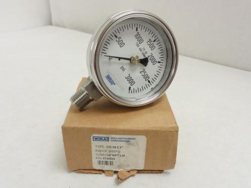 141065 New In Box, Wika 9745025 Pressure Gauge, 2-3/4&#034; Dia, 3000 PSI Range