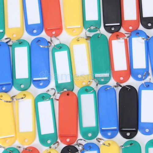 50pcs assorted plastic key id label tags w. split ring for sale