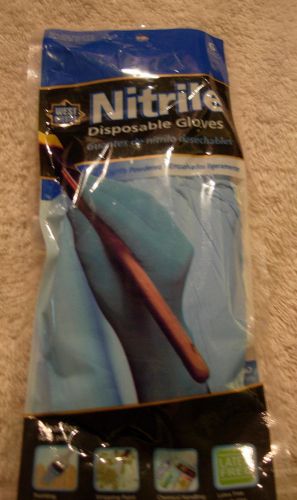 NITRILE DISPOSABLE GLOVES 6PK LIGHTLY POWDERED NEW BLUE