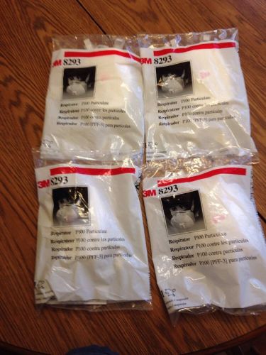 New Lot Of 4 3M Ea 8293 P100 Particulate Respirators