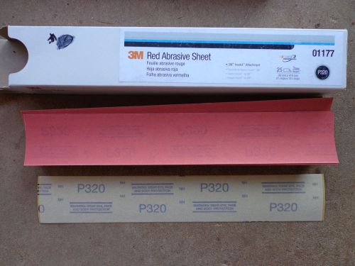 NEW 3M 01177 Hookit Red 2-3/4&#034; x 16-1/2&#034; P320 Grit Abrasive Sheet