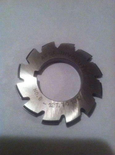 NEW INVOLUTE GEAR CUTTER #8 48DP 12-13T HS 7/8&#034;bore Pratt &amp; Whitney