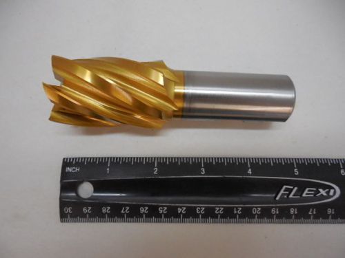 Hertel 1-3/8&#034; Tin Coated end mill 6 flute 1&#034; shank 4-1/2&#034; OAL HSS