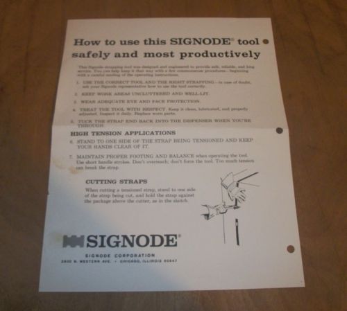 SAFETY MANUAL &amp; PARTS LIST FOR SIGNODE MOD C3820, C1223, C5823, &amp; C3423 SEALERS