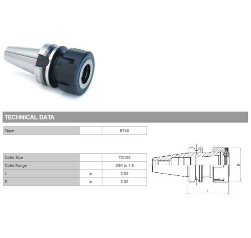 BT40 TG100 Collet Chuck 3