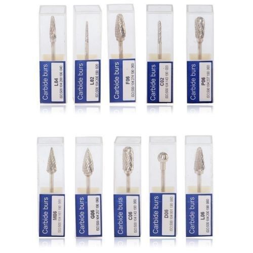 10 PCS Dental Tungsten Carbide Burs Polishing Tips 2.35mm For Polisher Handpiece