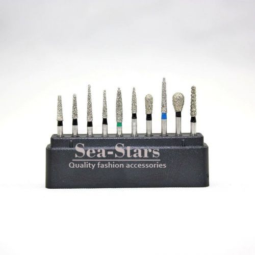 New 10 pcs Dental FG 1.6 Diamond Burs Set Porcelain Shouldered Abutment On Sale