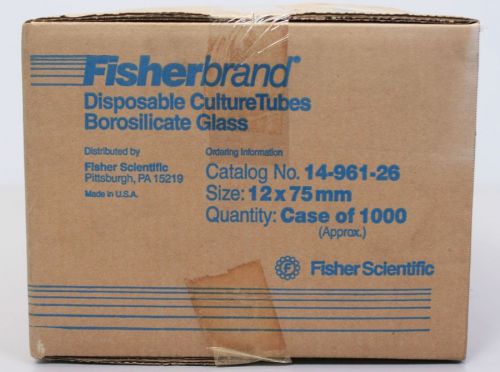 Fisher 14-961-26 Disposable Culture Tubes 12x75mm Borosilicate, Case of 1000