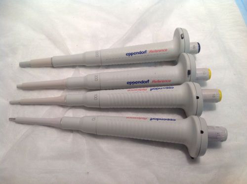 Set of 4 eppendorf reference series adjustable volume pipette #4 10,100,200,1000 for sale