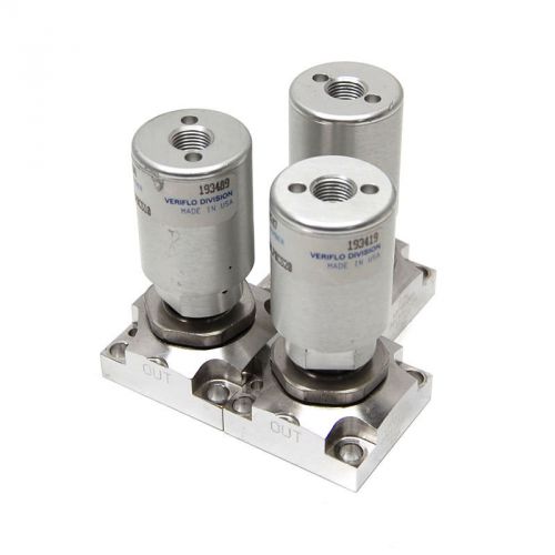 Lot of 3 parker veriflo sm930lpncs20 diaphragm air valves 45700247 stainless for sale