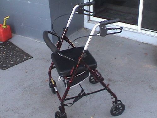 Probasics walker 300 lb capacity, foldable, padded seat, storage, locking wheels for sale