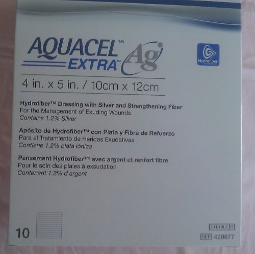 AQUACEL AG EXTRA HYDROFIBER Dressing 4&#034; x 5&#034; 10/box 420677 Exp 05/2017