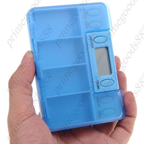 Multi alarm Pills Reminder Box Medicine Case Timer Holder in Blue Free Shipping